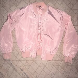 Light Pink Satin Bomber Jacket size small